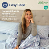 Twin Size Flat Sheet - Hotel Quality Top Flat Bed Sheet Only - Ultra-Soft, Comfy, Breathable & Cooling - Fade & Wrinkle Free - Easy-Care, Stain and Shrink Resistant Bedding - Oeko-Tex - Blue Stripes CGK Unlimited