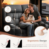 Tiooii RV Loveseat Recliner Sofa, Massage Wall Hugger Recliners Couch with USB Port, Side Pockets, Cup Holders, 150° Reclining Sleeper, for RV Furniture & RV Camper & Home Theater Seating