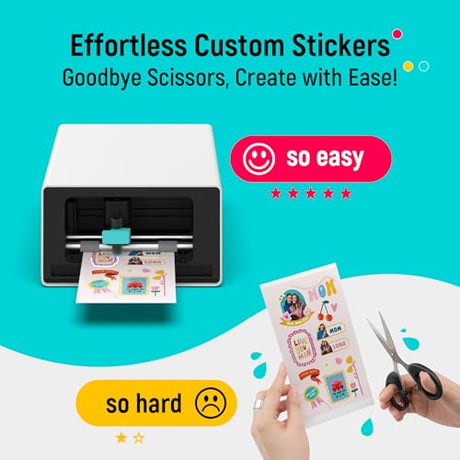 Liene PixCut S1 Color Sticker Printer & Cutting Machine - All-in-One Sticker Maker for DIY Crafts, Custom Labels & Gifts. Thermal Dye-Sublimation Photo Printer, 300 DPI, Precise AI Auto-Cutting Liene