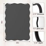 PROHOMEWARE 24 * 36" Black Bathroom Mirror for Wall,Wavy Rectangular Mirror,Vanity Mirror,Bathroom Mirrors for Wall-Mounted Metal Frame Mirror for Bedroom Entryway Living Room Farmhouse (Black) PROHOMEWARE