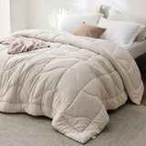 Bedsure Queen Comforter - Comforters Queen Size for All Season, Ultra-Soft Down Alternative & Prewashed Duvet Insert with 4 Tabs - Machine Washable, Linen, 88x88 Inches Bedsure