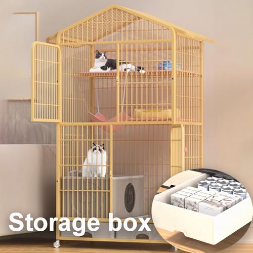 GUQASDV Cat Cage, Cat House, Cat Playpen with Top Cover, Catio Indoor Cat Enclosure with Litter Box with Anti-Collision Lock Easy to Move for Small Animals(White,83x59x160cm) GUQASDV
