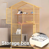 GUQASDV Cat Cage, Cat House, Cat Playpen with Top Cover, Catio Indoor Cat Enclosure with Litter Box with Anti-Collision Lock Easy to Move for Small Animals(White,83x59x160cm) GUQASDV