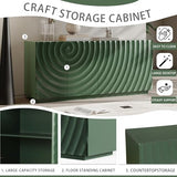 NTYUNRR 59" Buffet Sideboard Cabinet with Storage, Mid Century Modern Accent Credenza with Shelves, Media Console with 4 Doors, Coffee Bar Table for Entryway Living Room Dining Room Kitchen, Green NTYUNRR
