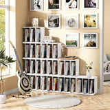 Emfogo Record Player Stand with Vinyl Record Storage, Turntable Stand Wall Mount Up to 80-100 Albums, 3-Compartment Vinyl Record Holder, White Emfogo