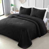 Exclusivo Mezcla Ultrasonic King Quilt Bedding Set, Lightweight Black Bedspreads Soft Modern Geometric Coverlet Set for All Seasons (1 Quilt and 2 Pillow Shams) Exclusivo Mezcla