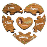 6" Personalized Wooden Heart Puzzle Made of Solid Oak, Custom Wooden Family Puzzle with Names (Design 1) Basic Fundamentals