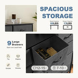 DUMOS Dresser for Bedroom, Dressers & Chests of Drawers Dresser Organizer, Wood Top Table Furniture with 9 Fabric Storage Tower Unit, Chest of Drawers for Closet, Living Room, Hallway, Porch DUMOS
