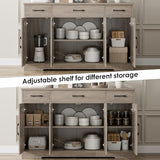 HOSTACK Buffet Sideboard Cabinet with Drawers, 55" Large Buffet Storage Cabinet with Shelves & 4 Doors, Modern Farmhouse Coffee Bar Cabinet Wood Buffet Table for Kitchen, Dining Room, Ash Grey HOSTACK