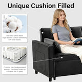 3 in 1 Convertible Sleeper Sofa Bed, Velvet Loveseat Futon Pull-Out Couch with Adjustable Reclining Backrest, Side Pockets and Pillows for Living Room, Bedroom, Apartment, Small Spaces (Black-Velvet) Ehsovlnut