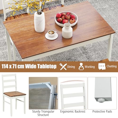 Tangkula 5-Piece Dining Table Set for 4, Solid Wood, Farmhouse Dinette Set w/Rubber Wood Legs, Modern Kitchen Table and Chair Set for Kitchen, Dining Tangkula