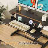 JOY worker Standing Desk Converter, 32" Height Adjustable Sit Stand Up Desk Riser with Keyboard Tray & 6 Fridge Magnets, Desktop Workstation Riser for Home Office Computer Laptop, Black JOY worker