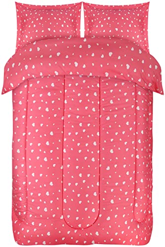 Utopia Bedding Heart Pink Kids Comforter Set with 2 Pillow Shams, 3 Piece Soft Microfiber Twin Bed Comforter with Pillow Shams, Printed Kids Bedding for Boys and Girls, Breathable,Easy Care Utopia Bedding