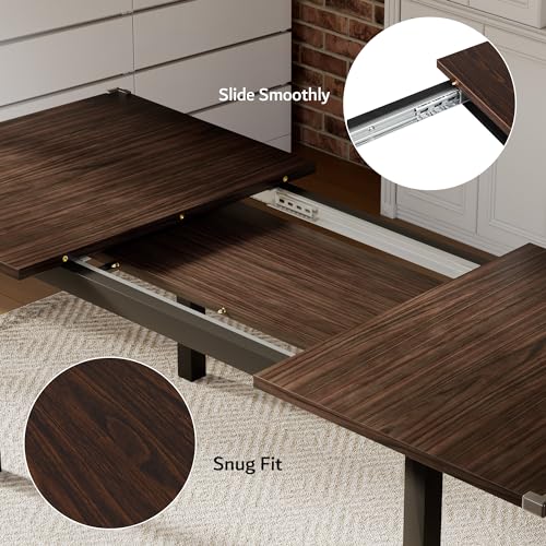 iPormis 7 Pieces Dining Table & Chairs Set for 4-6, 63" Extendable Kitchen Table and 6 Chairs, Dining Room Table with MDF Board & Metal Frame, Perfect for Small Space, Easy Clean, Espresso iPormis