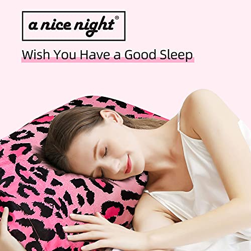 A Nice Night Leopard Printed，Satin Silky Soft Quilt Sexy Luxury Super Soft Microfiber Comforter Quilt Bedding Comforter Set Full/Queen, Light Weighted (Pink, King(88-by-102-inches)) A Nice Night