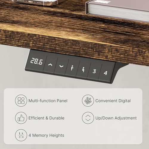 FLEXISPOT EN1 Electric Stand Up Desk 55 x 28 Inches Whole-Piece Desktop Ergonomic Memory Controller Height Adjustable Standing Desk (Black Frame + 55" Rustic Brown Desktop, 2 Packages) - WoodArtSupply