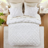 Intelligent Design Queen Comforter Set – White Lily Puffy Floral Shabby Chic Boho Bedding, Ultra-Soft, Lightweight & All-Season, Full/Queen Intelligent Design