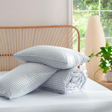 Nayoroom Blue Gingham Comforter Set Twin Size Plaid Checkered Dorm Bedding Set Kids 2 Pieces Soft Lightweight Grid Comforter for All Seasons (1 Comforter, 1 Pillowcase) Nayoroom
