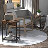 CADUKE Nightstand with Charging Station, Small Bedside Table with USB Ports and Power Outlets, Industrial Brown Side Table for Bedroom, Living Room, Farmhouse CADUKE