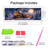VAIIEYO Large Diamond Art Kits for Adults Christmas, Diamond Art Train, Large Diamond Painting Kits Full Drill Round Rhinestone Craft Canvas for Home Wall Decor Gift 12x31 inch VAIIEYO