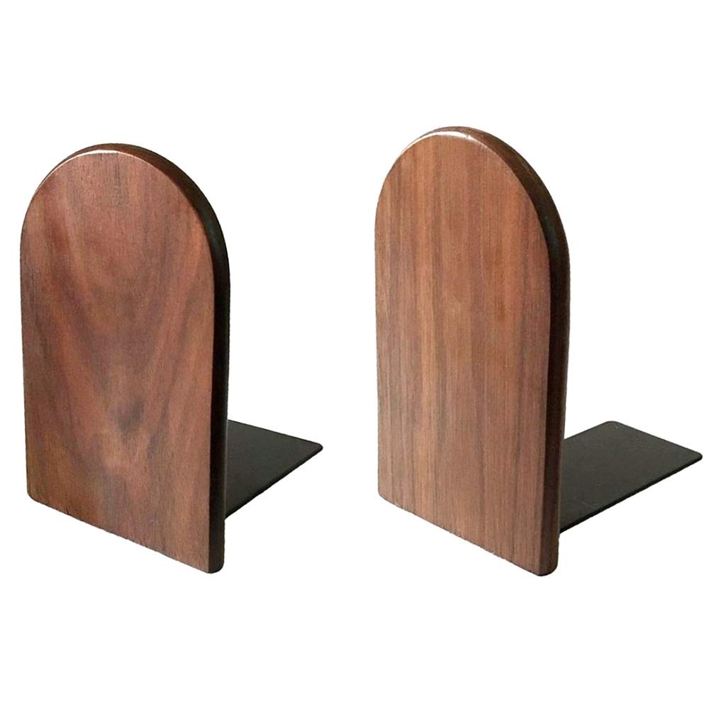 Bamber Wood Bookends, Decorative Bookends for Shelves Heavy Books, Office Book Stand, Black Walnut, H6.7 x W4.7 x L3.9 Bamber