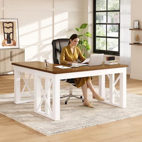 FLEXISPOT L-Shaped Standing Desk with Drawer, 55"x48" Sit Stand Executive Table, Height Adjustable Corner Desk for Home Office, Large Workspace, Cherry Top FLEXISPOT