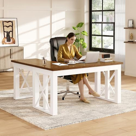 FLEXISPOT L-Shaped Standing Desk with Drawer, 55"x48" Sit Stand Executive Table, Height Adjustable Corner Desk for Home Office, Large Workspace, Cherry Top FLEXISPOT