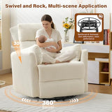 BOSMILLER 360° Swivel Recliner Chair,Nursing Rocking Chair with 2 Pillows for Adutlts,Comfy Rocker Recliners with High Back for Nursery,Living Room,Bedroom