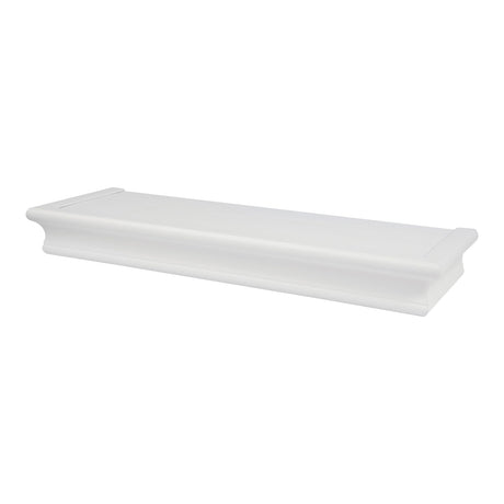 HIGH & MIGHTY Decorative 18" Floating Shelf Holds up to 15 lbs, Easy Tool-Free Dry Wall Installation, Beveled, White | 515654 HIGH & MIGHTY
