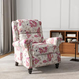 UIXE Pushback Recliner Chair, Fabric Armchair Push Back Accent Chair, Rivet Trim Club Chair Home Theater Overstuffed Single Sofa Reading Seat for Living Room, Pattern