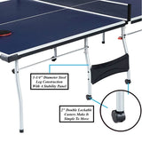 Folding Rolling Table Tennis Table Indoor Ping Pong Table with 2 Paddles 2 Balls 1 Net and Post Set Fold-Up Design 4 Wheels for Easy Movement Perfect Christmas New Year Holiday Season Gifts Generic