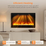 ROVSUN 30'' Electric Fireplace, 2-in-1 Ultra-Thin Wall Mounted & Recessed Fireplace with WiFi & Remote Control & Touch Screen, 1500W Wall Heater with 12 Realistic Flame Color, Timer & Crystal ROVSUN