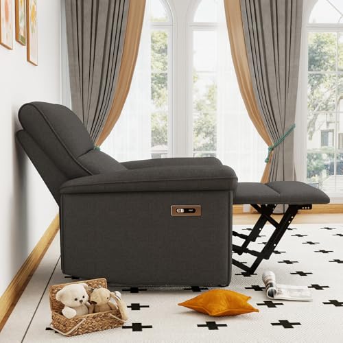 QicoFelix Wall Hugger Recliners for Small Spaces, Zero Wall Power Recliner on Clearance, Fabric RV Recliner, Home Theater Seating for Living Room w/USB Ports (Dark Gray)
