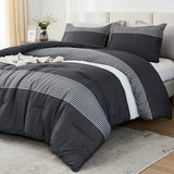 Litanika Twin XL Comforter Set Black White Grey - 2 Pieces Gray Twin Extra Long Size Lightweight Bedding Set, All Season Down Alternative Comforter Litanika