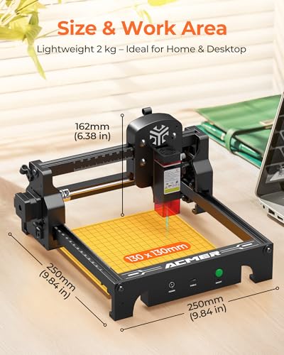 ACMER S1 Laser Engraver for Beginners, 6000mW Lazer Engraving Machine with 130x130mm Working Area, Laser Cutter for Wood, Acrylic, Leather, DIY Crafts & Small Business ACMER