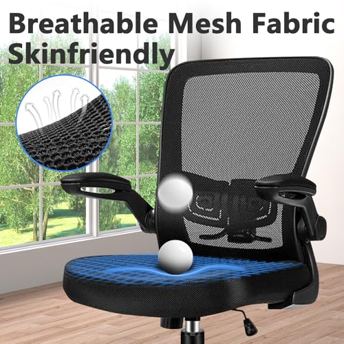 KLASIKA Desk Chairs with Wheels, Ergonomic Mesh Office Chair Adjustable Height and Swivel Lumbar Support Home Office Chair with Flip Up Armrests (8PK) KLASIKA