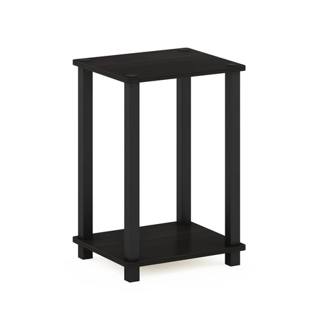 Furinno Simplistic 1-Tier End Side Night Stand/Bedside Table with Plastic Poles, Espresso/Black Furinno