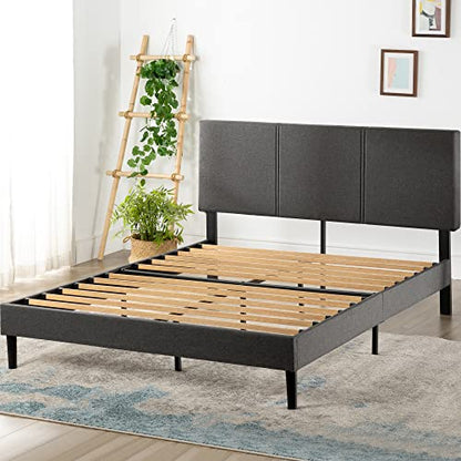 Zinus Cambril Minimalist Upholstered King Bed Frame with Bamboo Slats – No Box Spring Required - WoodArtSupply