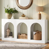 Tribesigns 70.9" White Console Table with Storage, Wood Entryway Entry Table with 3 Arched Shelves for Foyer, Hallway, Living Room, Behind Couch Sofa, Narrow Long Tribesigns
