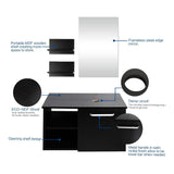 YOURLITE 28 Inch Floating Bathroom Vanity with Sink,Modern Wall Mounted Bathroom Vanity and Tempered Glass Sink Combo with Mirror and Faucet and Pop-up Drain Set,Black and White Ceramic Sink YOURLITE