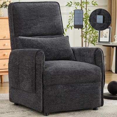 Korser Power Recliner Chair, Small Recliners for Small Spaces, Electric Recliner Chairs for Adults with Remote, Pillow and Side Pockets, Reclining Chair with Memory Function, Living Room, Chenille