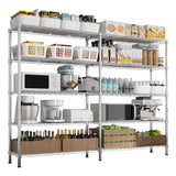L Shaped Adjustable Storage Shelves, 57.87x13.78x70.87in Adjustable 5 Tier Wire Shelving Unit, Heavy Duty Garage Corner Shelf, Metal Standing Shelf Units, Pantry Shelf for Corner Laundry Closet SESAISHEIR