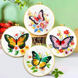 Zhenqing Butterfly Embroidery Kit 11.4x11.4 Inch - Complete Embroidery Set with Fabric, Threads, Needles & Hoop - Beginner-Friendly DIY Craft Kit for Adults (C0040)