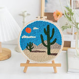 LACHLAND Punch Needle Kit Beginners, Landscape Stitching Kit for Adults&Teens DIY Embroidery Starter Craft with Yarn Needle Tool Easy Hobby Home Decor Gifts for Craft Lover (Cactus)
