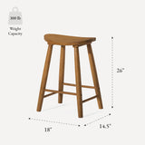 Maven Lane Kitchen Stool, Modern Farmhouse Wood Counter Barstool, Kitchen Island Counter Stool, Counter Height Stools for Kitchen, Wide Seat Backless Bar Stools, Luna 26", Rustic Natural, Set of 3 Maven Lane