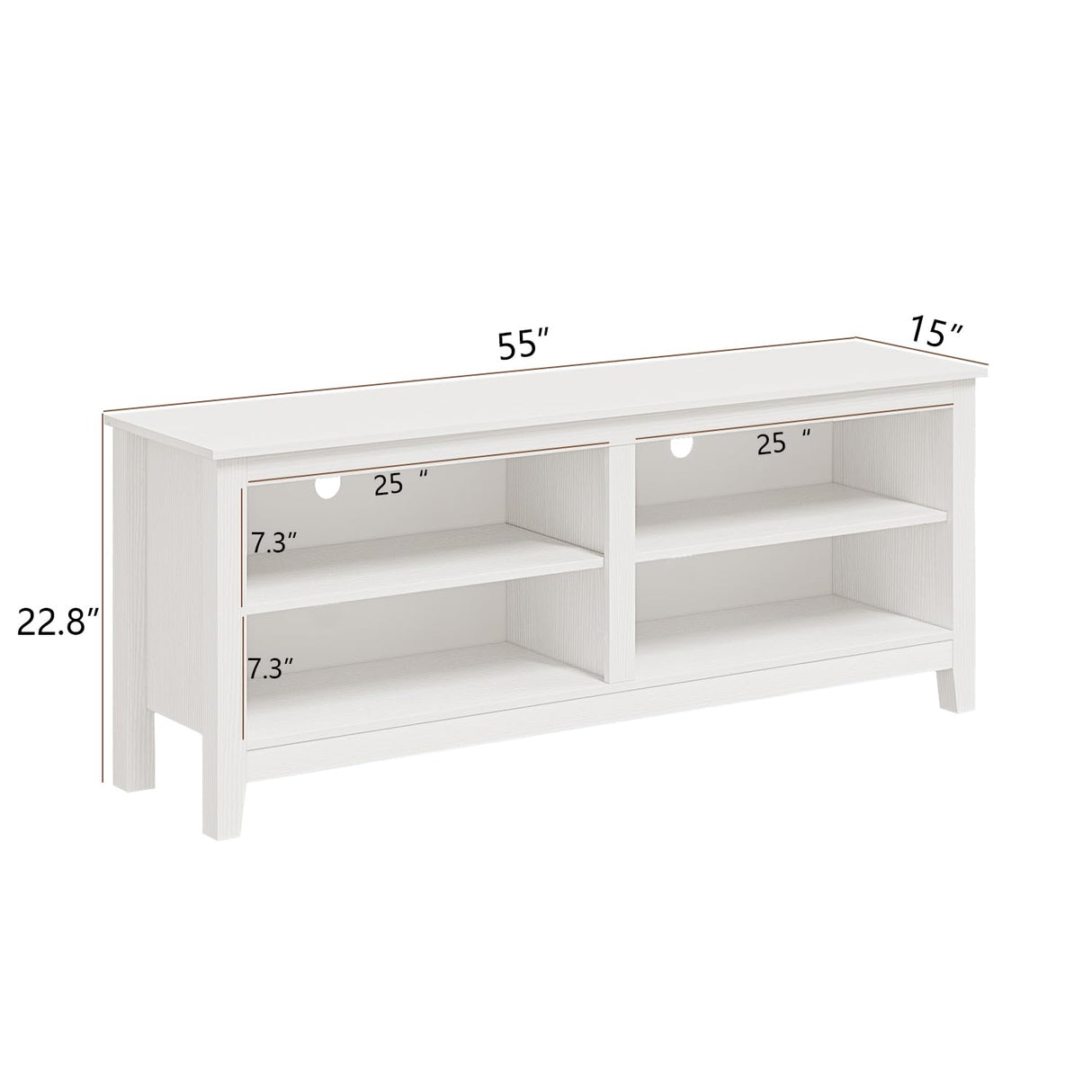 Gyger TV Stand for 65 inch TV with Storage,Modern TV Entertainment Center for Bedroom,TV Media Console Table with 4 Open Storage Shelve,55 inch Wood TV Cabinet White Gyger