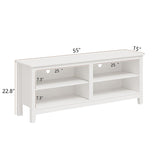 Gyger TV Stand for 65 inch TV with Storage,Modern TV Entertainment Center for Bedroom,TV Media Console Table with 4 Open Storage Shelve,55 inch Wood TV Cabinet White Gyger