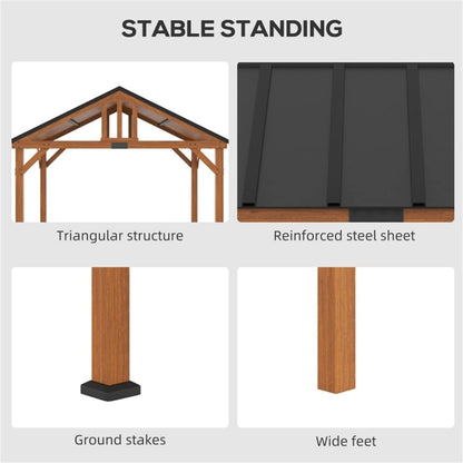 GAELOP DFHBFG 12' x 11' hardtop gazebo with wood frame and waterproof asphalt roof, gazebo canopy for garden, patio, backyard