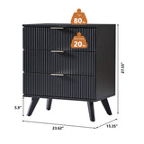 affeivul Mid-Century Modern 3 Drawer Dresser, 3 Drawer Dresser for Bedroom, Modern Storage Organizer Unit with Wood Legs, Small Dresser Cabinet Organizer Unit with Solid Wood Legs for Hallway (Black) affeivul