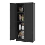 MIOCASA Metal Pantry Cabinet with Adjustable Shelves, Heavy-Duty Metal Storage Cabinet with 2 Doors Organizer for Kitchen, Office, Garage (Black) MIOCASA